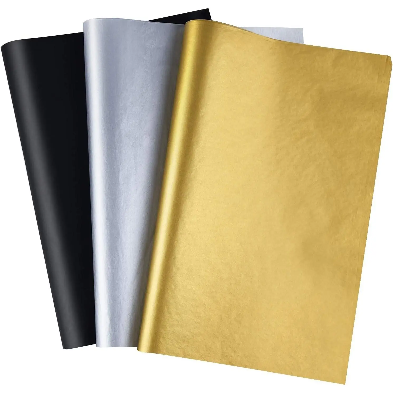 50 Sheets Tissue Paper Gold Silver Black Wrapping Paper Bulk for Graduation Wedding Birthday DIY and Craft Decor
