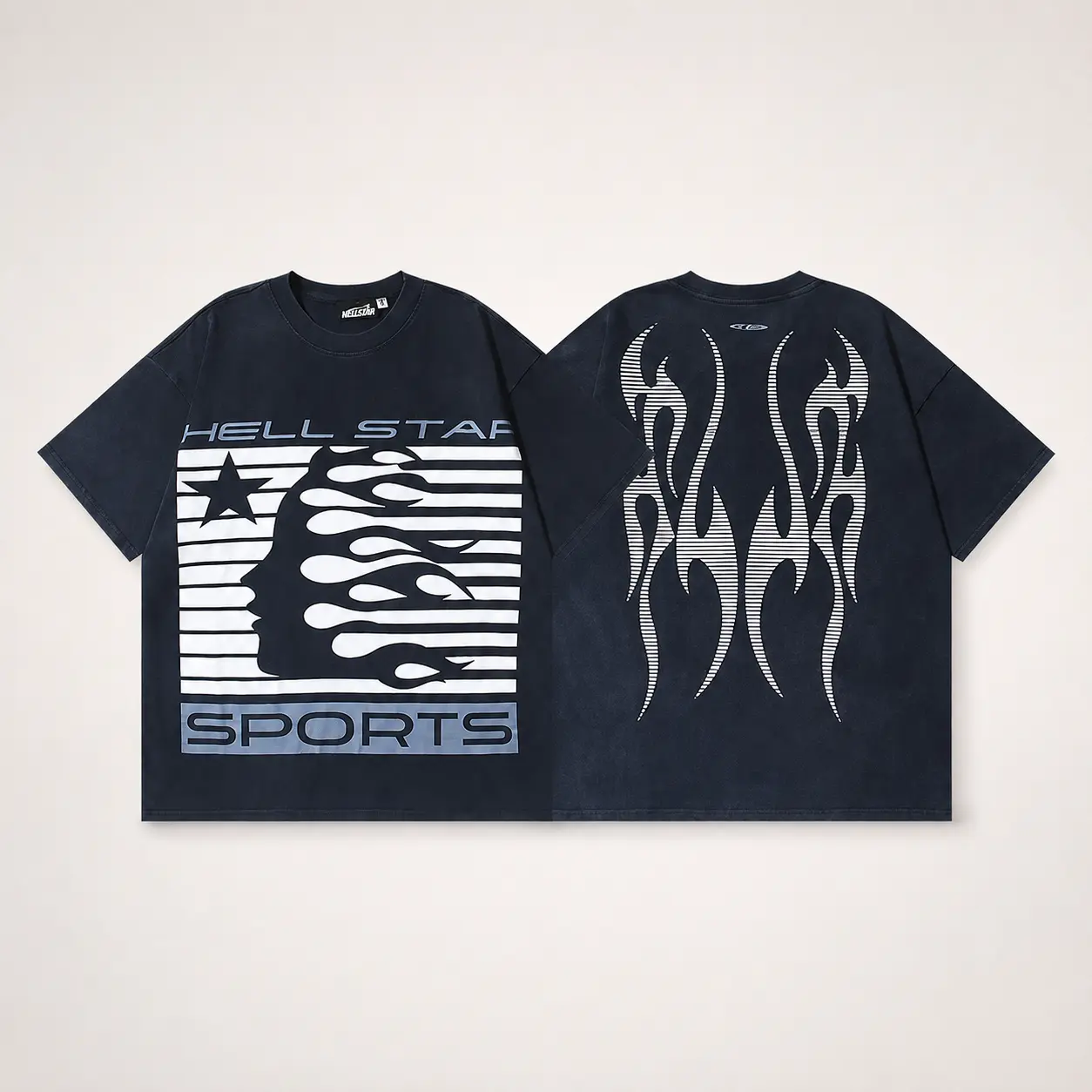 Hellstar Y2K Graphic T-Shirt, 100% Heavyweight Cotton Oversized Tee, Vintage Washed Streetwear, Short Sleeve Crew Neck Casual Hip Hop Top for Men and Women