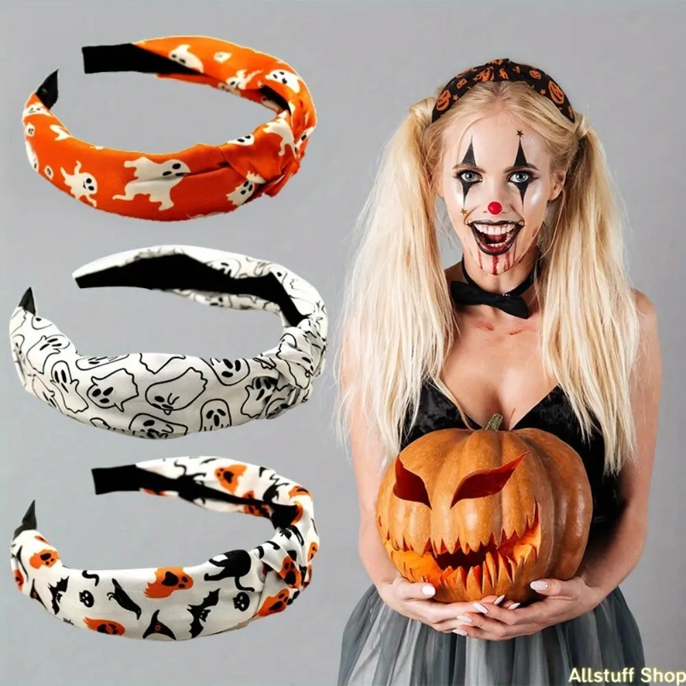 Halloween Pumpkin Knotted Headband, Fashionable Fabric Headband, Atmospheric Hair Accessory, High Crown Headband tiktokshopbacktoschool