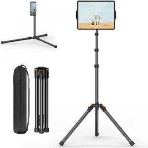 72in Tablet Floor Stand Tripod,Tablet Stand Floor with 360 °   Ball Head,Height Adjustable Floor Stand Holder with Case,Tall Tripod for Phone/Music/Stream/Recording and All 4.7-13" Devices