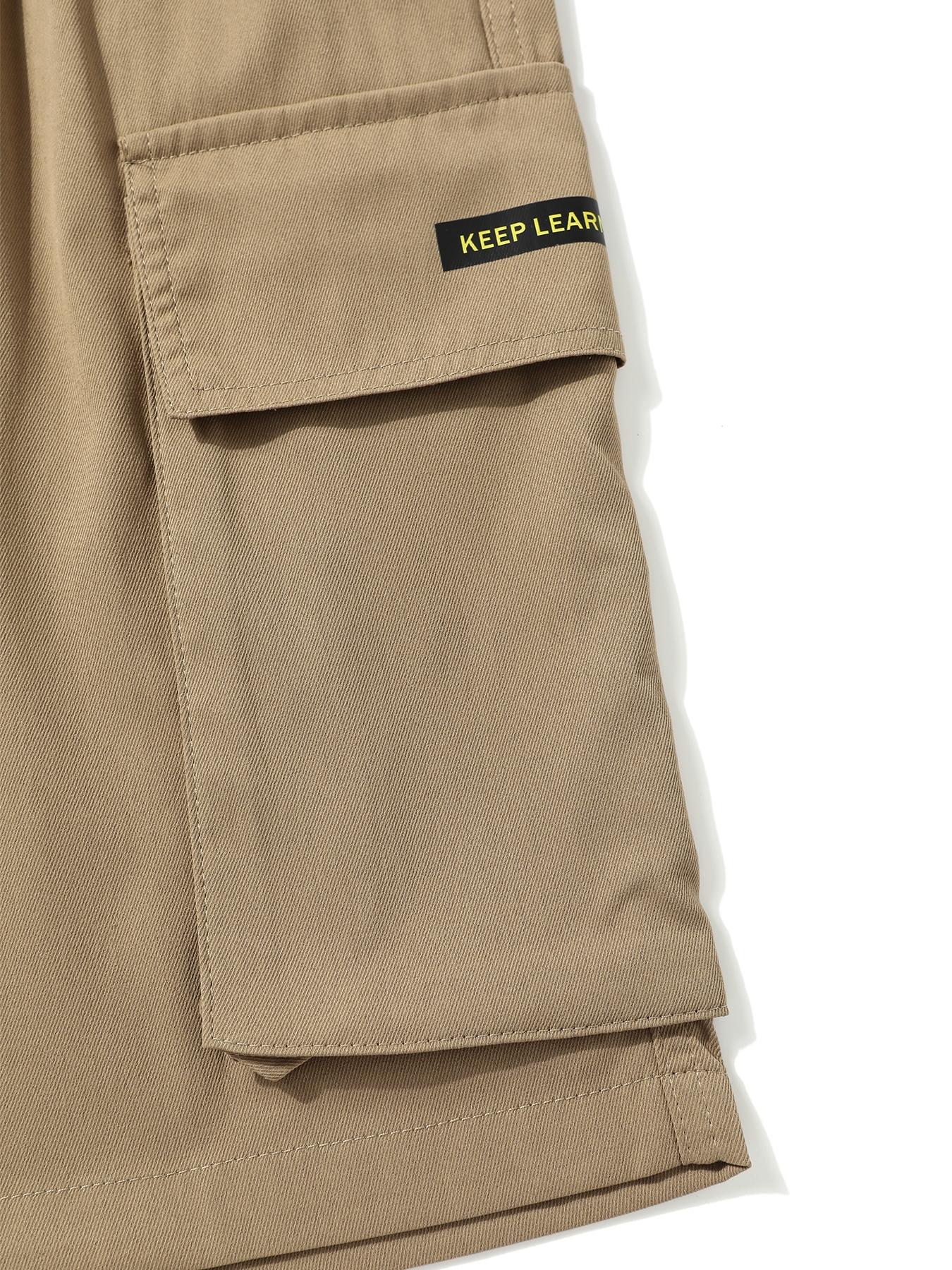 Men's Loose Solid Flap Pocket Drawstring Waist Cargo Shorts, Street Fashion Casual Bottoms for Daily Outdoor Wear, Men's Clothes for Summer