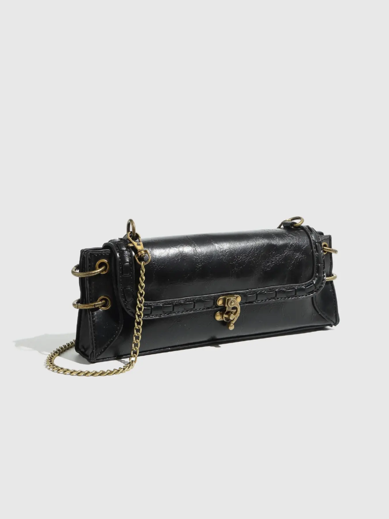 Vintage Brass Color Crossbody Bag, Shoulder Strap Handbag, Chain Small Square Purse, Fashionable Evening Bag, Practical Daily Accessory, Handbags Crossbody