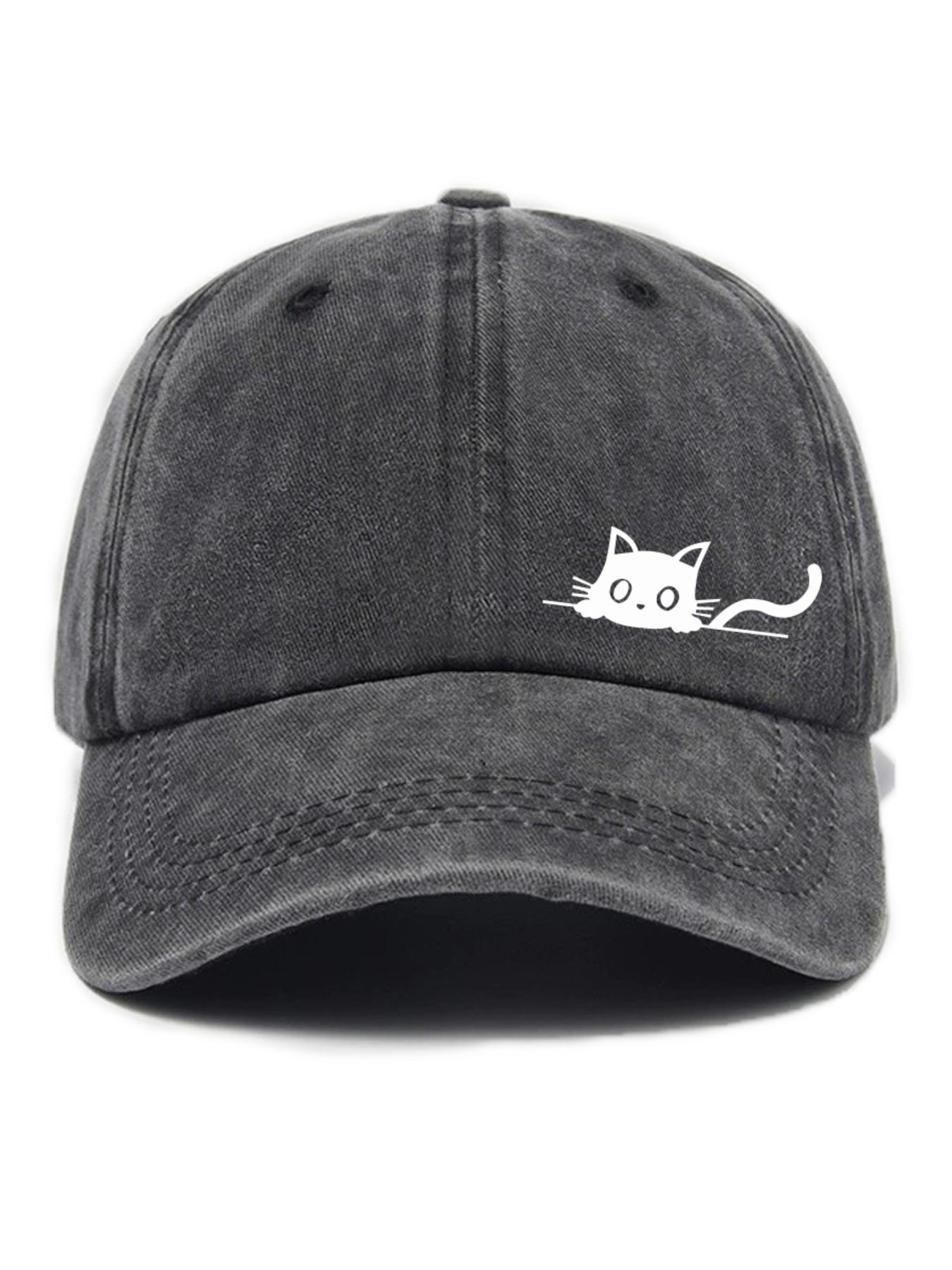 Cute Cartoon Cat Embroidery Baseball Cap, Embroidered Cap, Casual Outdoor Sports Hat for Men & Women, Fashion Accessories for Daily Wear