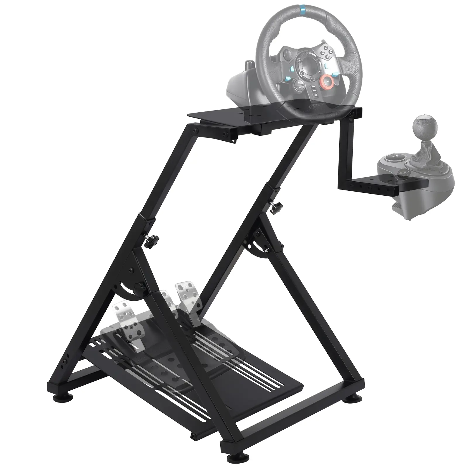 X-Type Adjustable Carbon Steel Sim Racing Wheel Stand with Pedals, Shifters, 5 Locking Casters, Foldable Cockpit, Shifter Mount & Plate - Universal Fit for G923 G29, Thrustmaster, Fanatec, PC, PS5, Xbox 360, Accurate Force Feedback, Accessories, Compact,