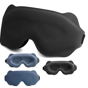 3D Contoured Cup Sleeping Eye Mask Zero Pressure on Eyelashes Breathable Polyester Black Purple Shading Blindfold with Adjustable Elastic Strap for Night Sleep Travel Shift Work Naps outdoor camping