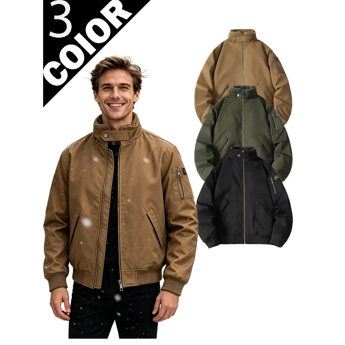 Stylish Warm Trendy Coat Fleece‑Lined Cotton‑Padded Jacket