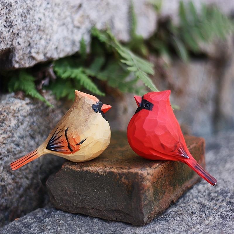 2 Red Cardinal Statues, Handmade Wooden Carved and Painted Bird Figurines, Various Bird Home Decorations, Best Gift for Bird Enthusiasts, Suitable for Birthdays, Christmas Gifts, Suitable for Home and Friends, Garden Tool Set