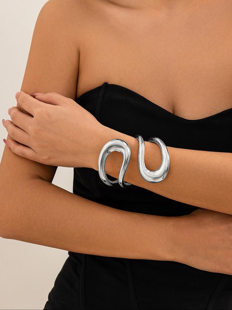 Women's Temperament Geometric Design Cuff Bangle, All-match Jewelry for Women for Party, Daily Clothing Decor, Exquisite Jewelry for Birthday Gift, Elegant Minimalist Bangle