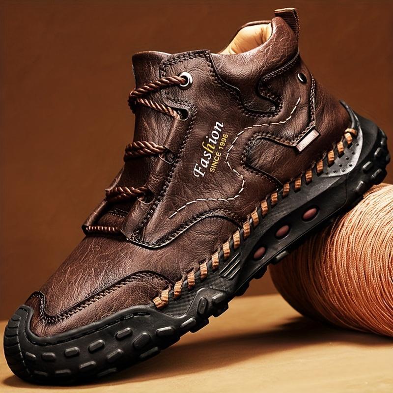Men's High Top Boots - Durable Lace-Up, All Season Microfiber Synthetic Footwear, Rubber Sole, Great for Hiking and Outdoor Activities, Hiking Boots