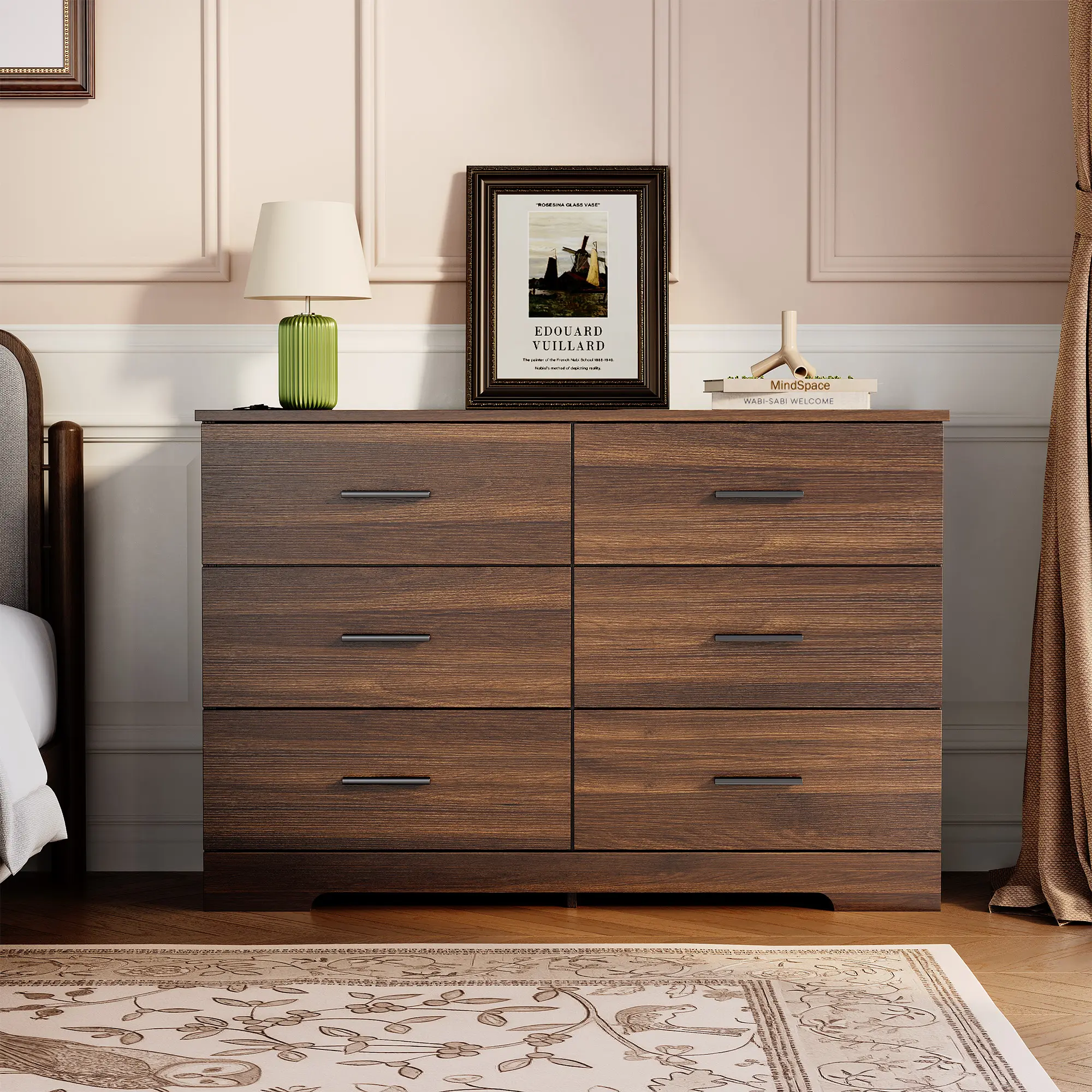 6 Drawer Dresser for Bedroom, Modern Chest of Drawers with Metal Handles, Storage Organizer for Bedroom, Living Room, Entryway & Hallway