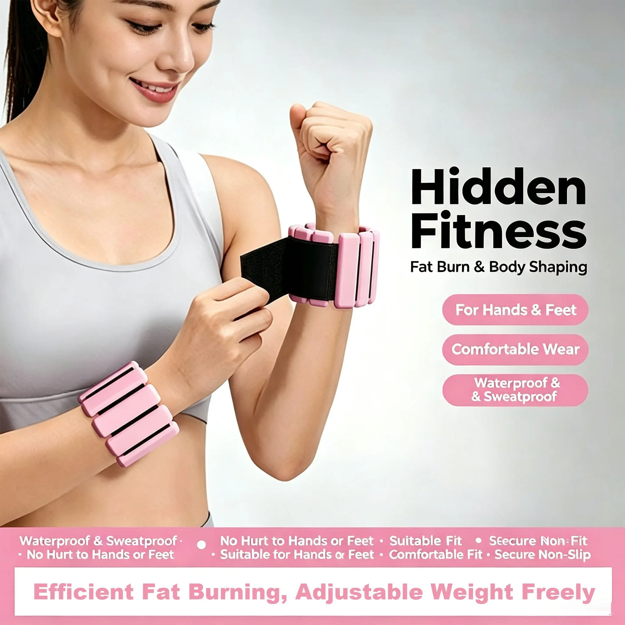 1 Pound Weighted Wristband for Fitness, Adjustable Weight Hand Strap, Ankle Band, Leg Binder, Sandbag for Running, Sports Training Gear