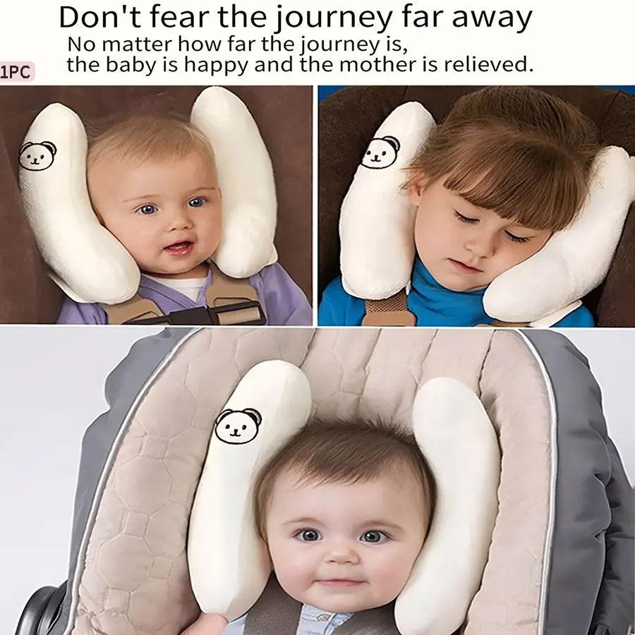 Adjustable Car Seat Headrest Pillow, Fixed Children Safety Head Support, Neck Cushion for Kids, Car Seat Attachment, 1pc Automotive Child Protection