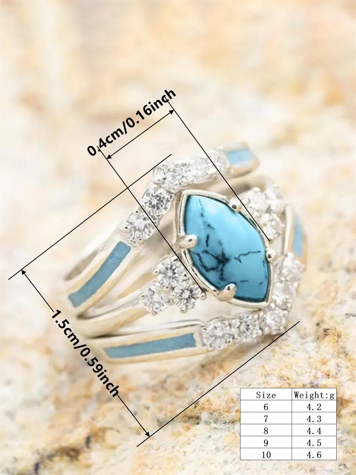 925 Sterling Silver Fashion Turquoise Decor Ring, Fashion Jewelry for Party, Daily Clothing Decor, Trendy All-match & Exquisite Jewelry for Birthday Gift