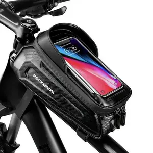 Bike Bag E-bike Phone Mount Bag Bicycle Accessories Pouch, EVA Waterproof Bike Phone Holder Top Tube Front Frame Bag Handlebar Bags Compatible Phones Under 6.8”
