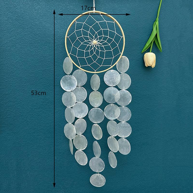 Bohemian Dreamcatcher Wind Chime, Handmade Natural Shell Light and Shadow Hanging Decoration, Rainbow / White / Blue Version for Home Wall / Window / Balcony Decoration Bohemian Dreamcatcher Wind Chime, Handmade Natural Shell Light and Shadow Hanging Decoration, Rainbow / White / Blue Version for Home Wall / Window / Balcony Decoration