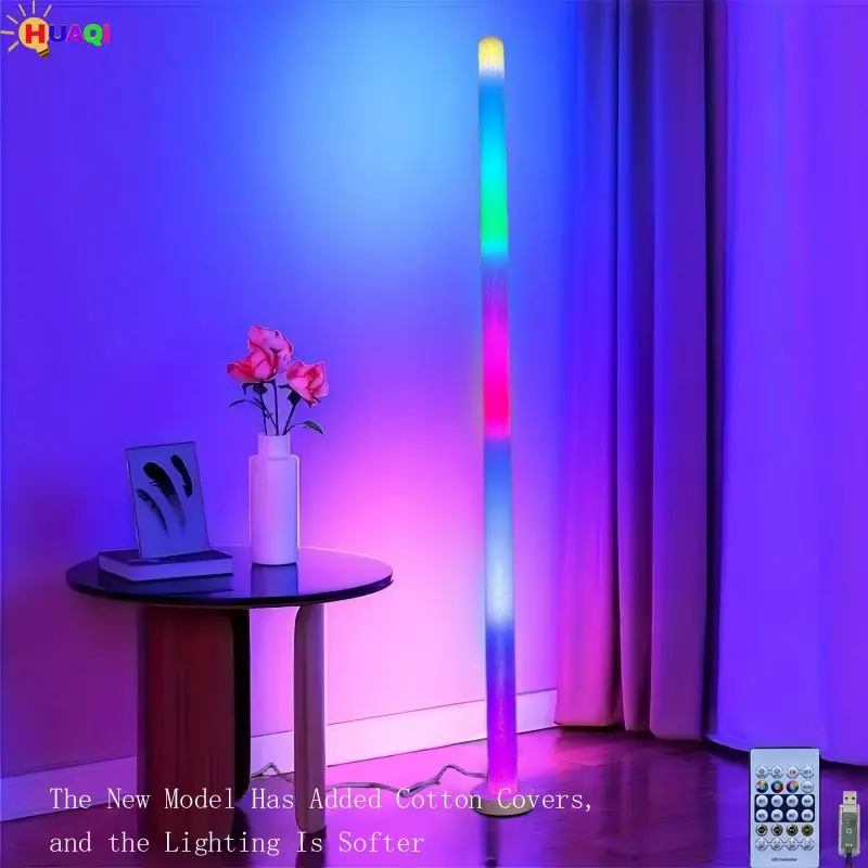 RGB Floor Lamp with Colorful Cotton Cover, Modern Style, Sound-Activated Rhythm Light, APP Bluetooth-compatible Remote Control, 360° LED Gaming Lamp