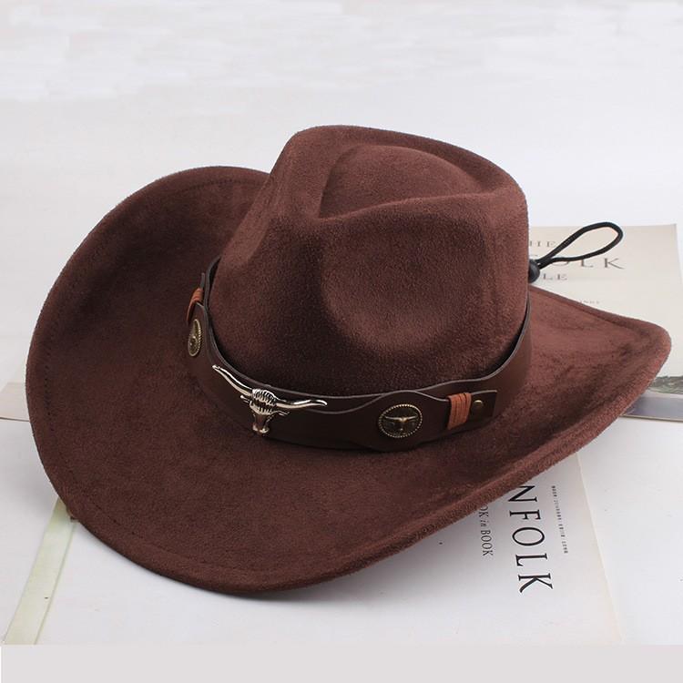 Jazz hat European and American fashion imitation leather velvet imitation wool felt hat neutral versatile top hat men's and women's cowboy hats big edge