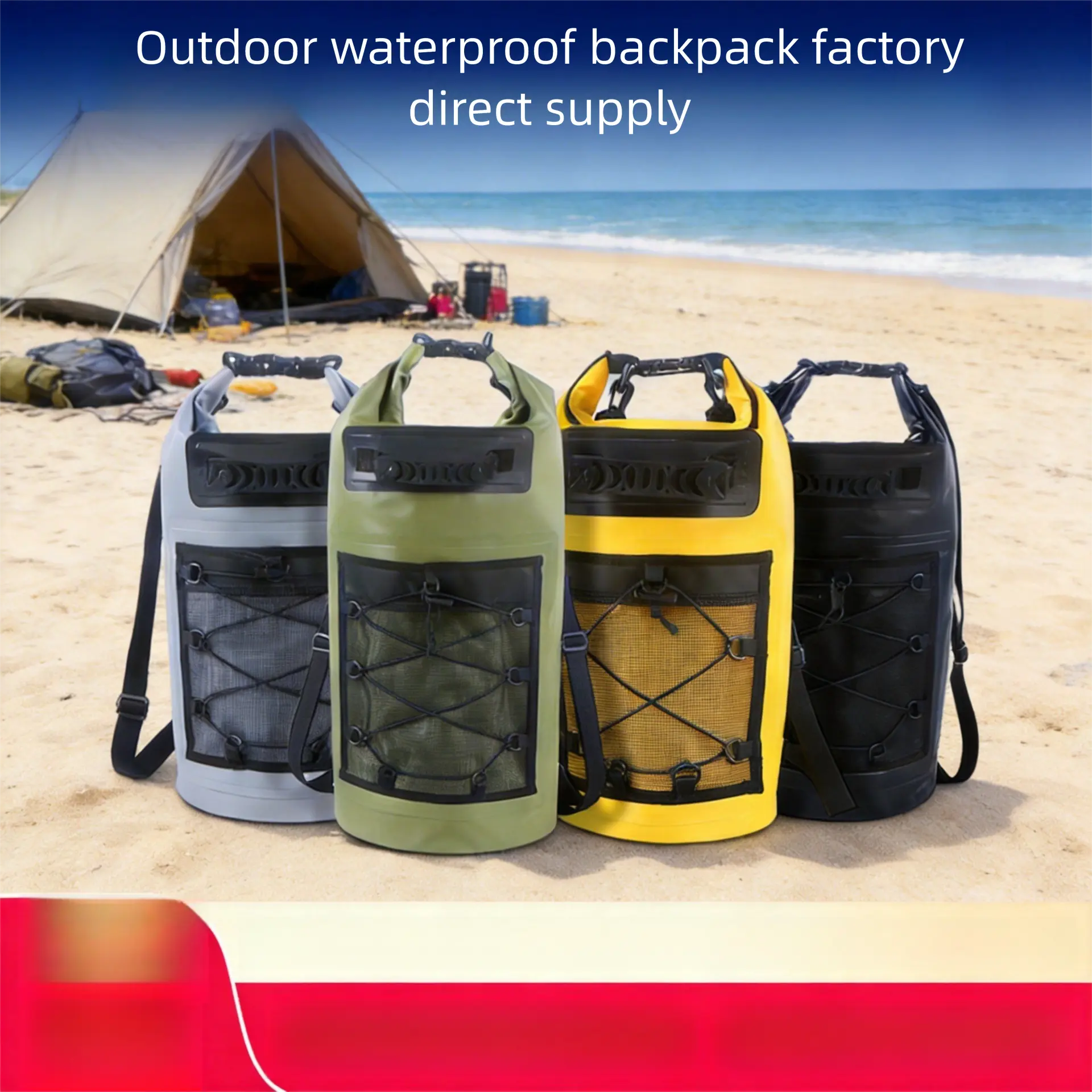 Mesh Bucket Dry Bag - Sandproof Waterproof Lightweight On-the-Go Bathing Drawstring Bag, Large-Capacity Unisex Sack for Beach Sports, Outdoor Activities, Bathing Drawstring Bags