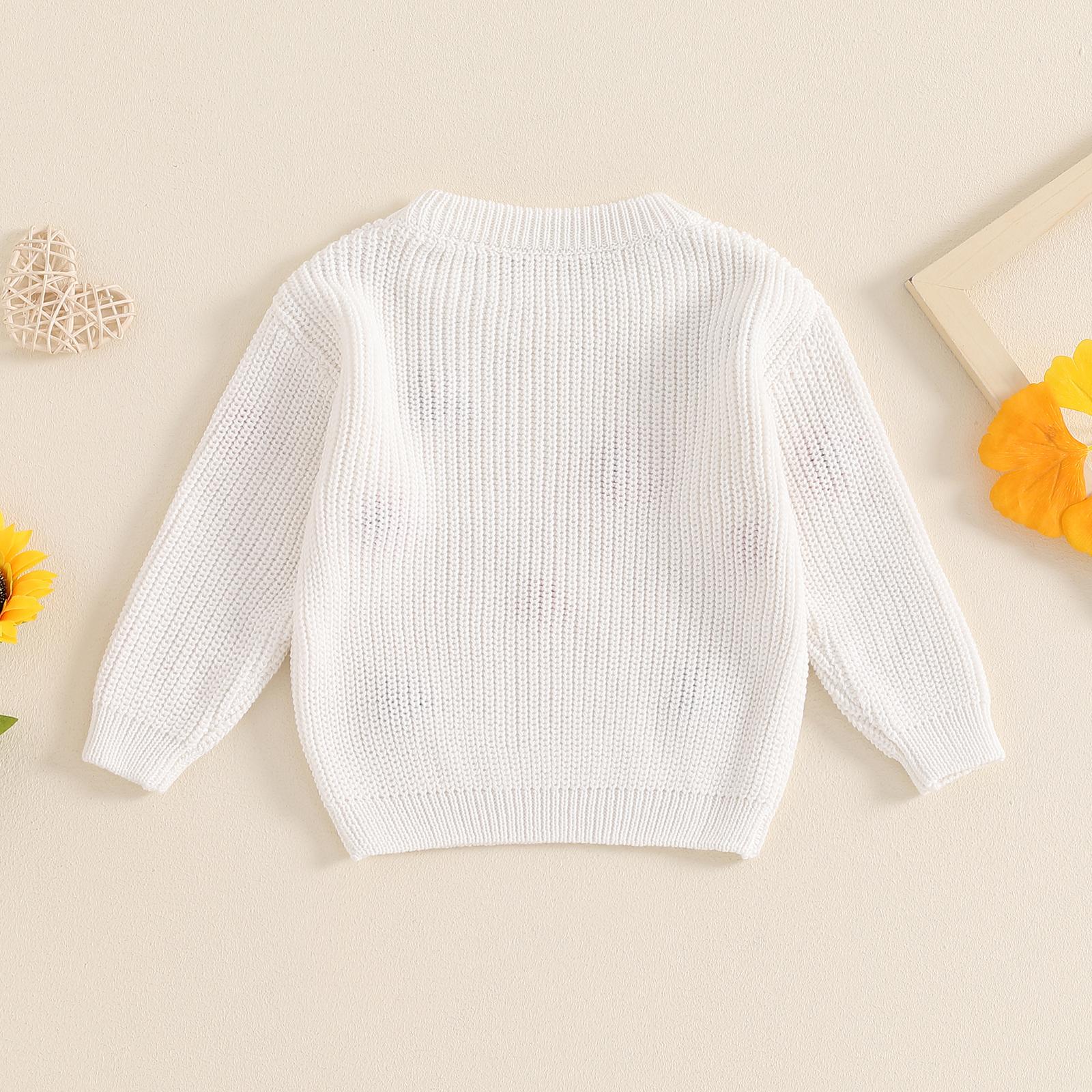 Toddler Baby Girl Knit Sweater Blouse Pullover Sweatshirt Flower Embroidery Warm Long Sleeve Tops 0-5 Years