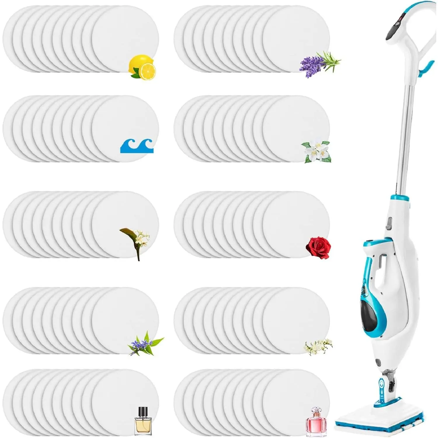 Sadnyy 100-Piece Replacement Steam Mop Scent Discs, 10 Different Fragrances Including Rose, Room Cleaner Pads Compatible with Bissell Powerfresh & Symphony Series (Fits Models 1940, 1806, 1132)