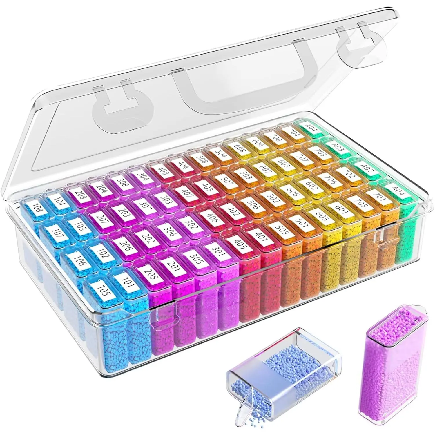 64Diamond painting storage for Diamond Art Kits for Adults, Portable Storage Organizer with Sticker Labels for Diamond Painting Accessories and Tools
