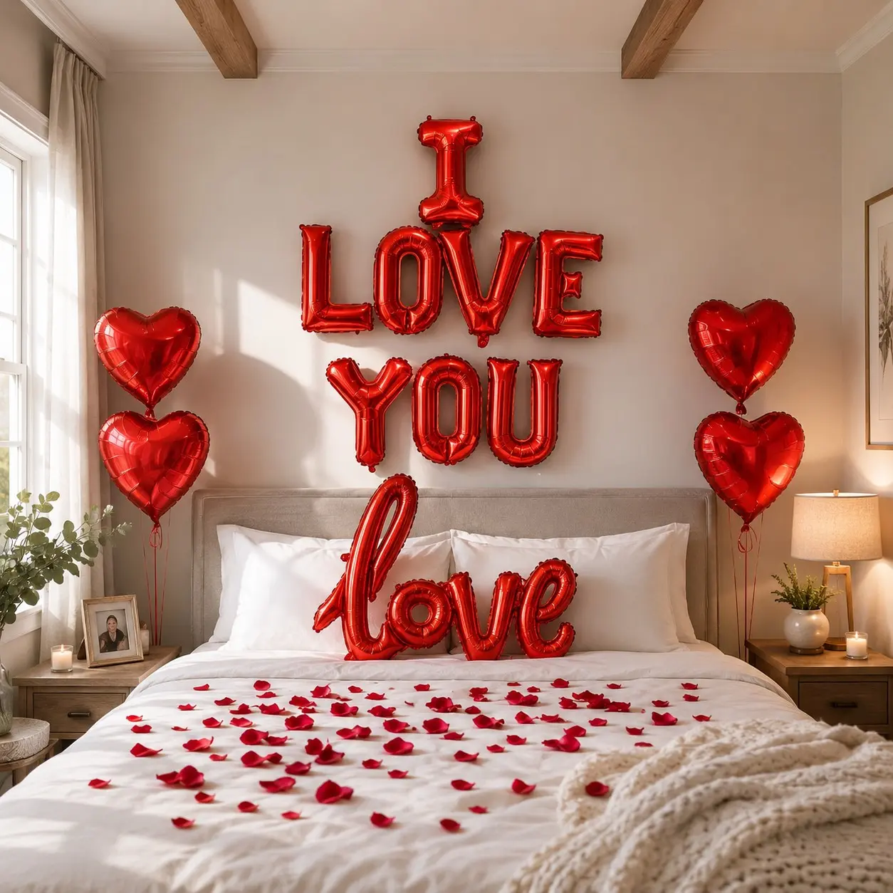 Valentine's Day Balloon Set, with "I Love You" Letter Balloons, 1pc Red LOVE Balloon, 18-Inch Red Heart Foil Balloon, Suitable for Valentine's Day, Birthday Parties, Anniversaries, Proposals, and Wedding Party Decorations, Balloon Letters