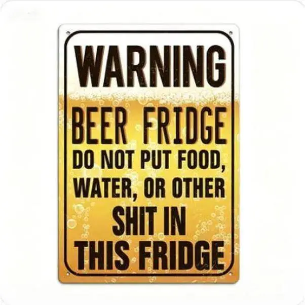 8×12 in Vintage Iron Beer Fridge Warning Home Sign - Multicolor Hanging Metal Wall Decor for Bar, Vintage Garage Signs, Perfect Gift for Beer Lovers