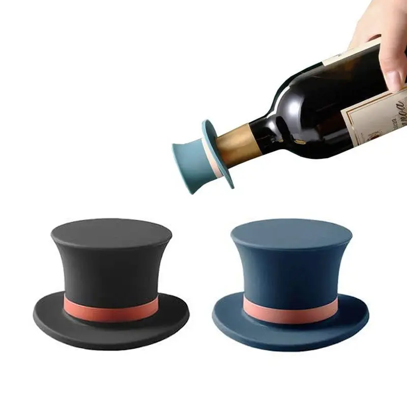 2Counts Silicone Leak-Proof Wine Bottle Cap, Food Grade Soft Rubber Champagne Beer Bottle Sealer, Reusable Anti-Twist Design, Portable Easy Clean