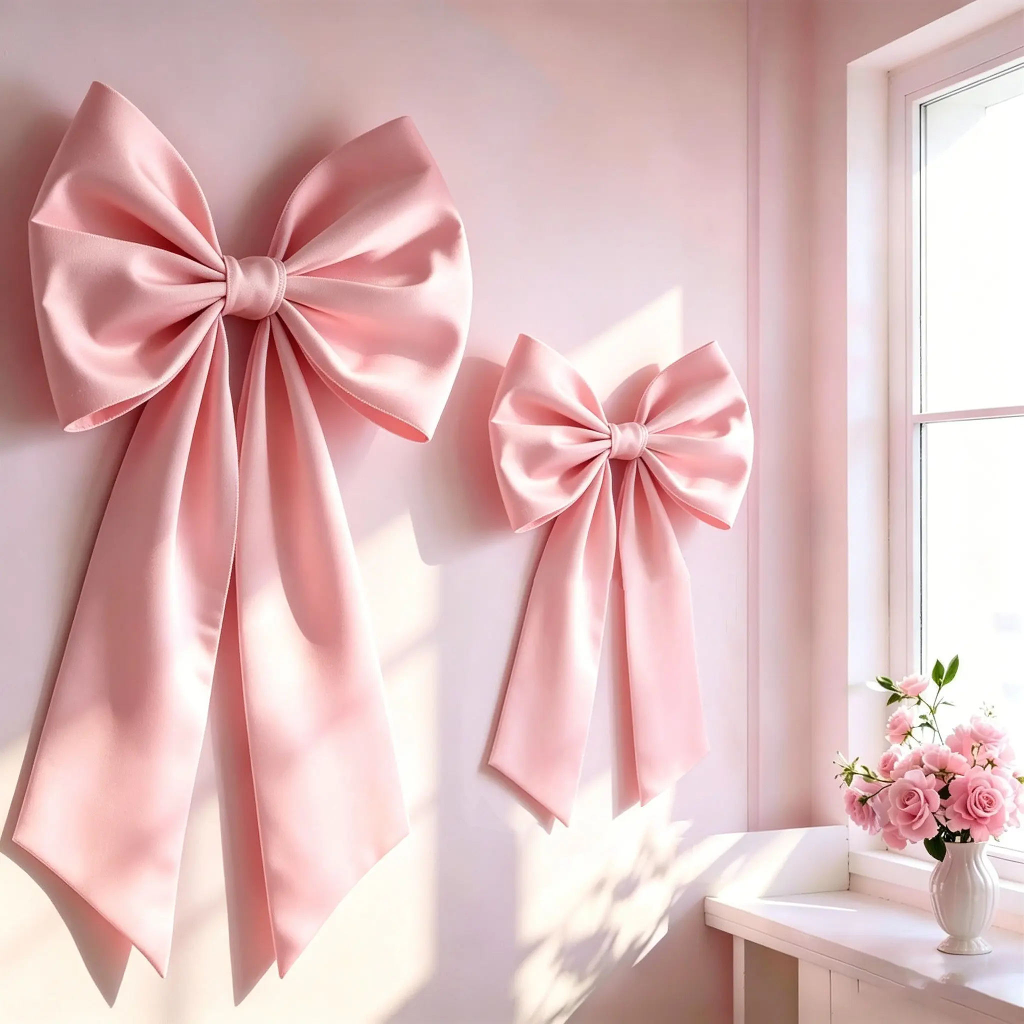 2 Bow Decorations, Wall Background for Small Rooms, Perfect for Valentine's Day, Singles Party, Wedding, Birthday, Christmas