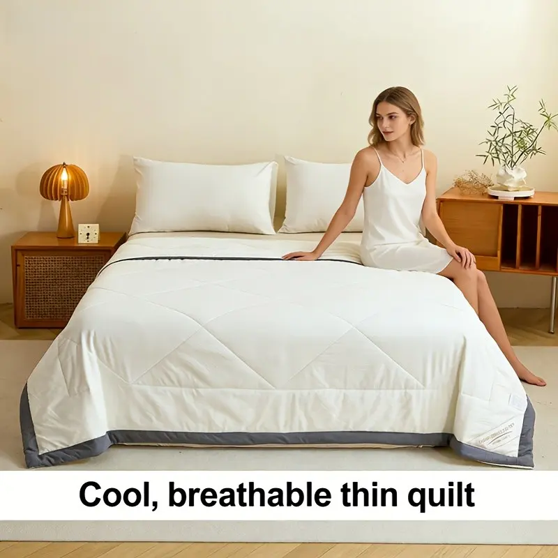 Solid Summer Bedspread, Trimmed Fashionable Cool Mattress Cover, Soft Comfortable Twin/double Size, Reversible, Soft Bedding