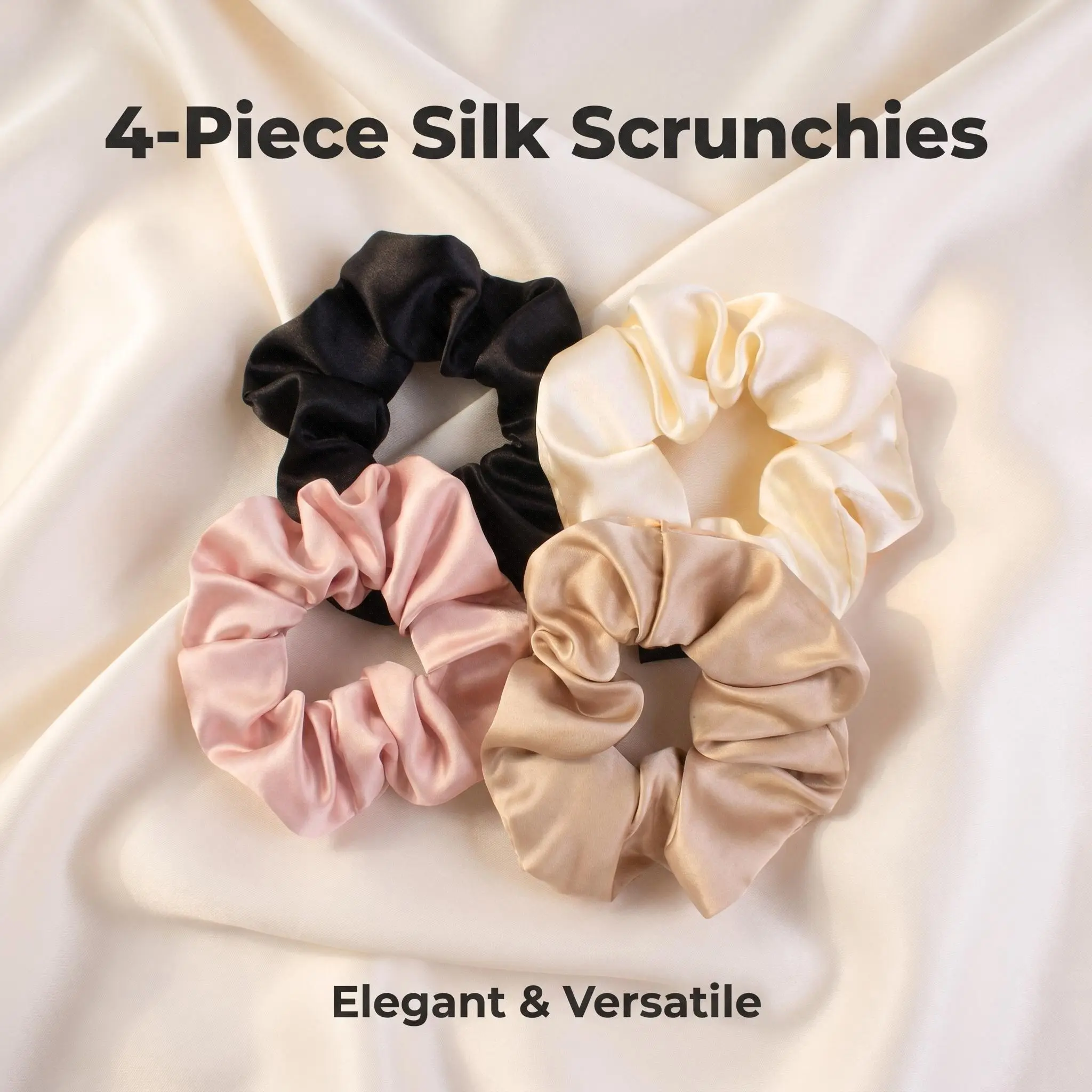 1 Scrunchie 4Pcs Satin Pack for Women Precision Stitching Neutral Colors No Hair Damage Daily Outfits Cute Trendy Viral TikTok Find Summer Clearance