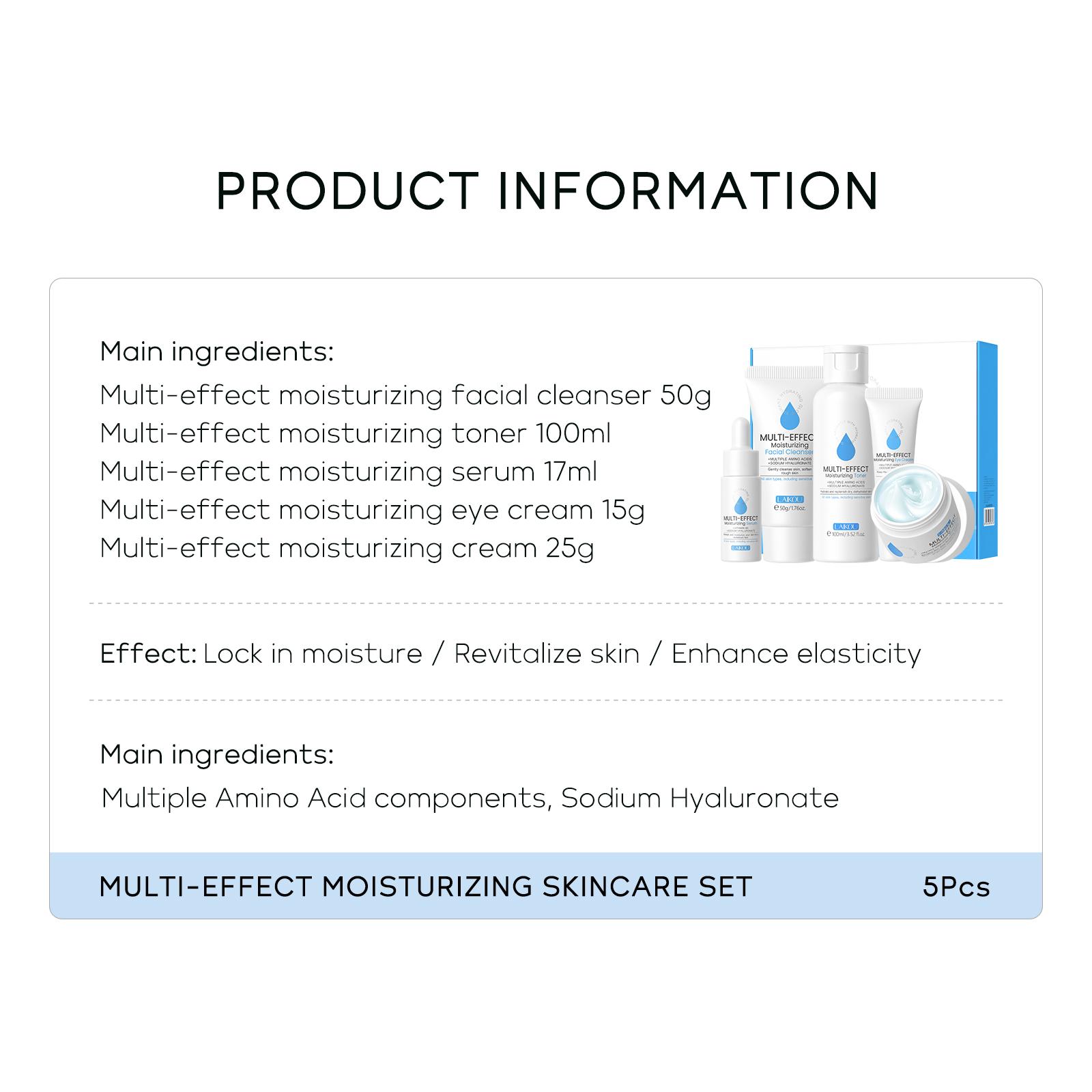 5 in 1 Comfort Hydrate Skin Care Kit, 1 Set Moisturizing Toner & Eye Cream & Facial Cleanser & Essence & Facial Cream, Hydrating Facial Skin Care Kit for Women & Men, Skin Care Sets