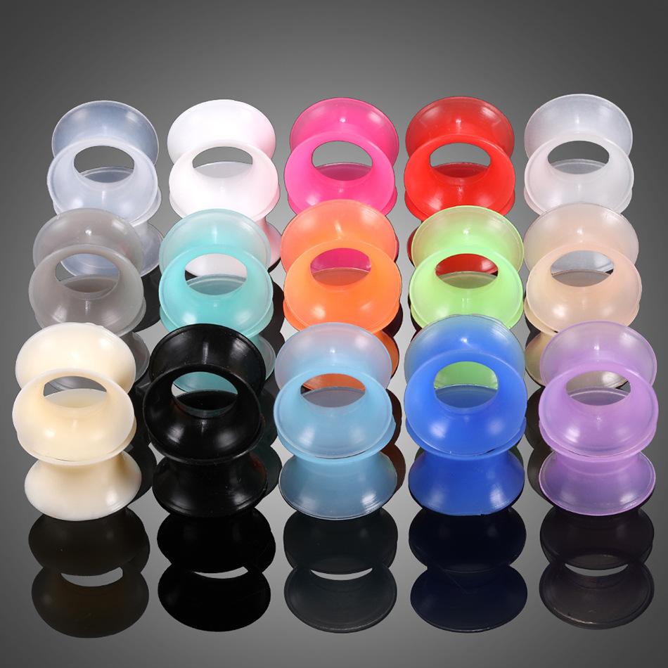 12 Pairs Silicone Ear Gauges, Double Flared Hollow Ear Plugs, Flexible Piercing Jewelry for Ears, Stretching Kit for Men Women