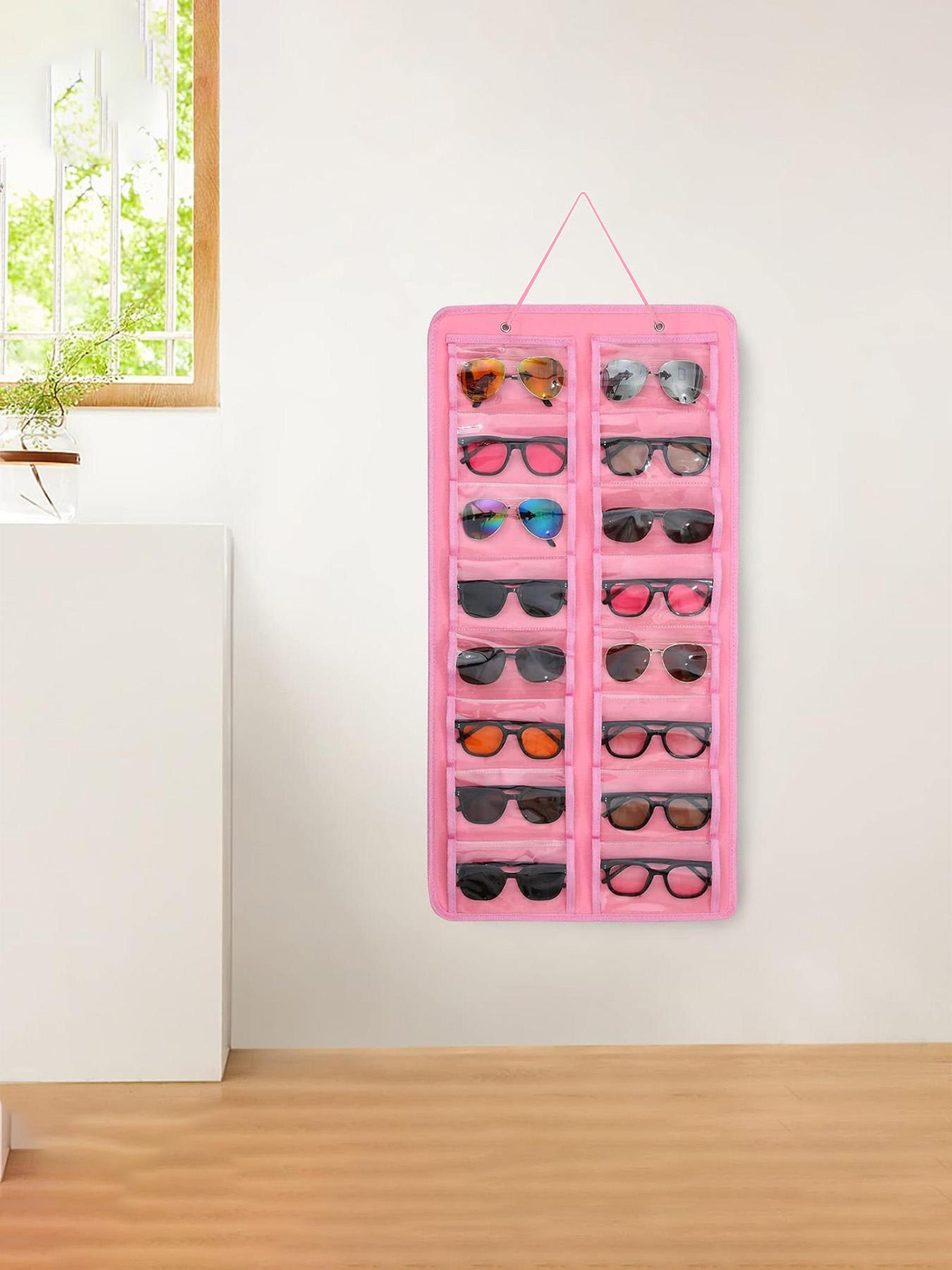 Dustproof Sunglasses Organiser, Wall Mounted Sunglasses Organiser, 16 Compartment Glasses Organiser, Space Saving Storage (Pouch Only)