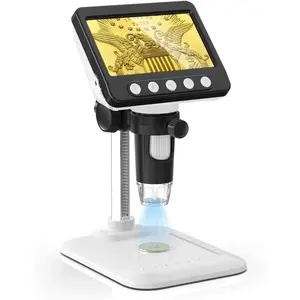 Microscope, 4.3" LCD USB Digital 1000X 1080P  Magnifier | 8 Adjustable LED Lights, PC View Compatible with Windows/MacBook for Adults