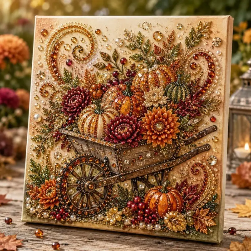Autumn Harvest Pearl Painting DIY Kit, Handmade Home Decor, Creative Craft Set Supplies, Perfect for Fall Season, Easy to Use, Enhance Your Living Space