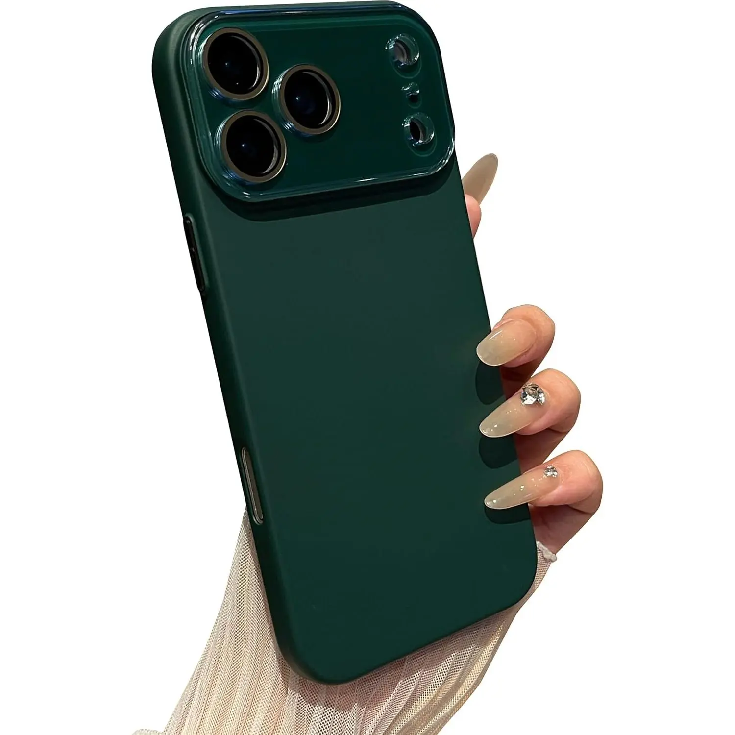 iPhone 17 Pro Max Casing, Dark Green Solid Color Smartphone Accessory - Handheld Cellphone Devices Full Cover with Full Camera Lens Shielding Protection for iOS, Protective, Fits Ios