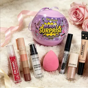 Mini Travel Makeup Surprise Egg Kit, Fit Colors All-in-One Cosmetic Set with Makeup Sponge Lip Tint Eyeshadow Liquid, Portable Beauty Gift Set, Makeup Sets for Women Daily Makeup & Party