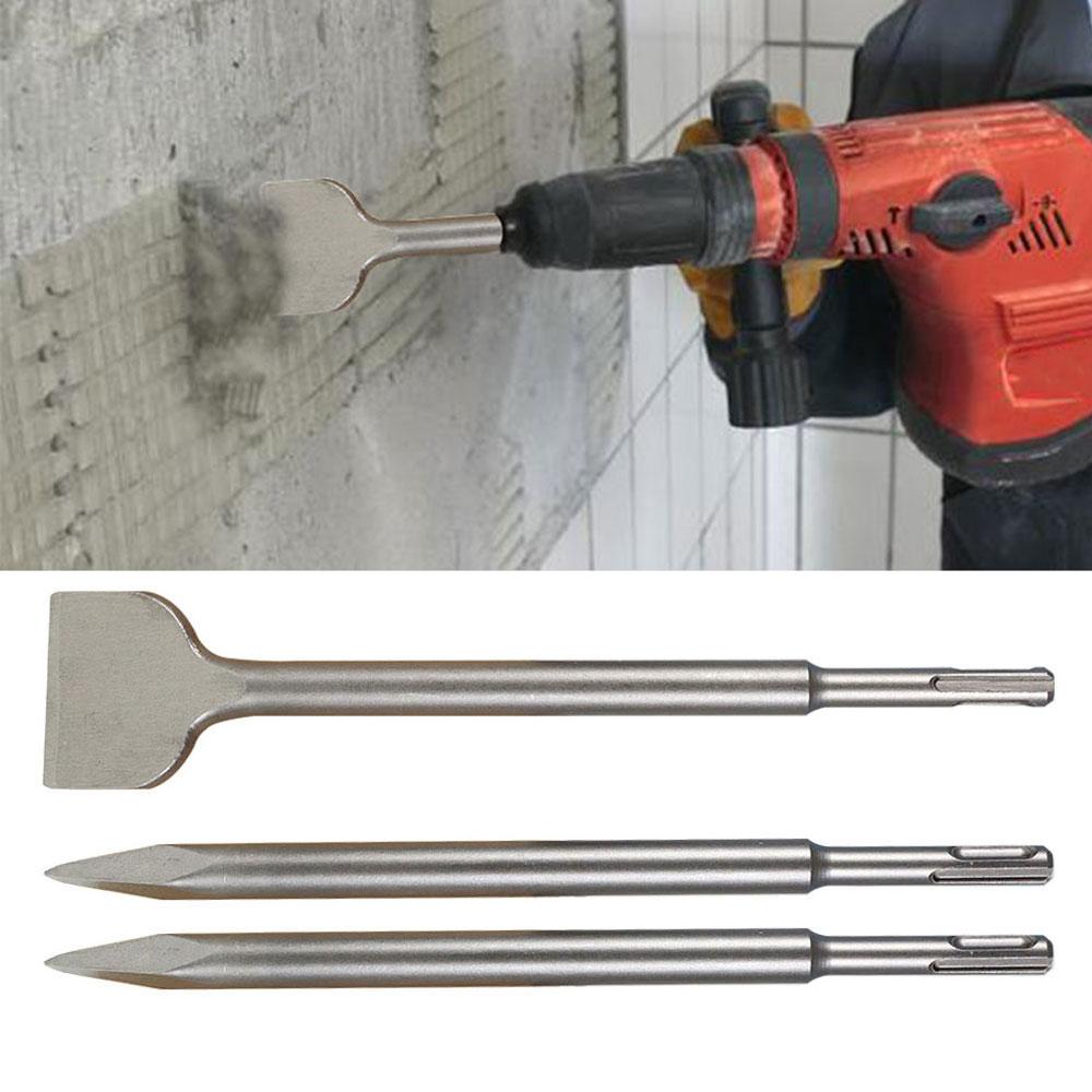 6-Piece SDS Plus Concrete Drill Bit Set - Rotary Hammer Bits Including Point Chisel, 20mm & 40mm Flat Chisels