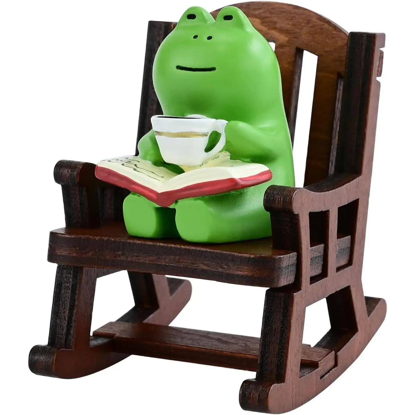 Cute Mini Frog Figurine with Small Sofa  Figure for Office  Decor for Frog Lovers (Rocking Chair)