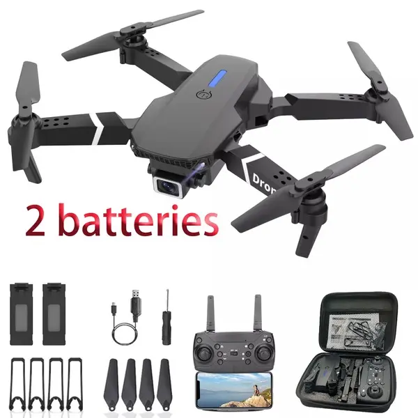 Toy Foldable Quadcopter Drone, 2 Rechargeable Batteries, LED Lights, with Spare Propellers & Repair Tools, RC Drone for Beginners Kids Adults