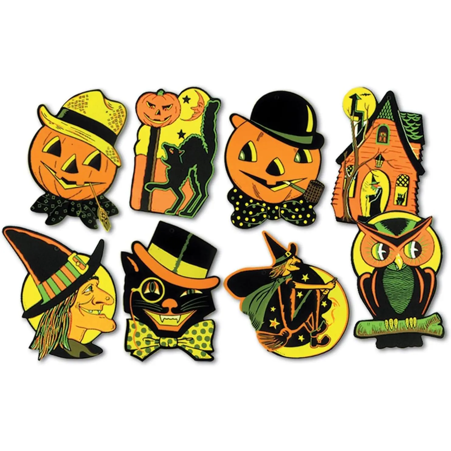 Pkgd Halloween Cutouts 8.5 inches x 9.25 inches - 2 Packs of 4 Cutouts