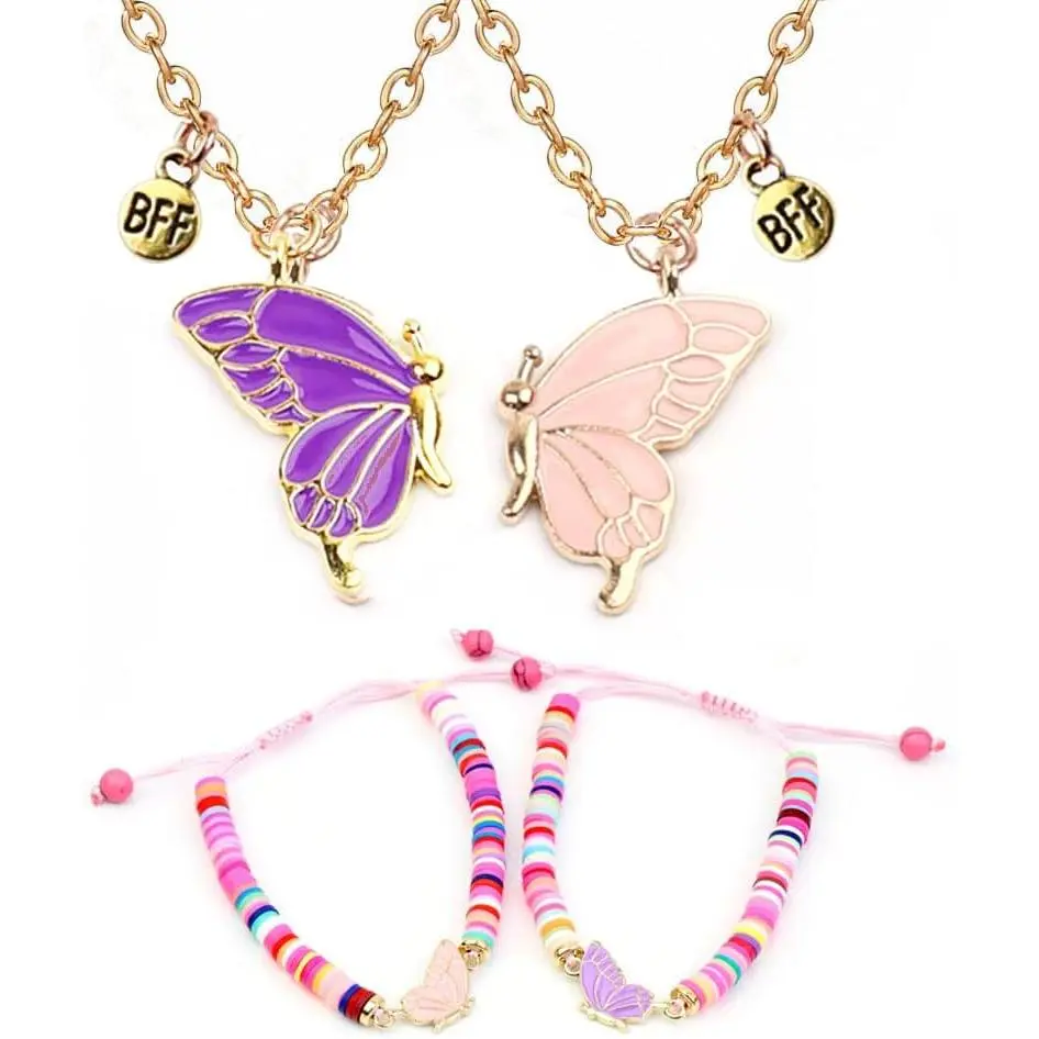 Butterfly Friendship Necklaces and Bracelets BFF Matching  for 2