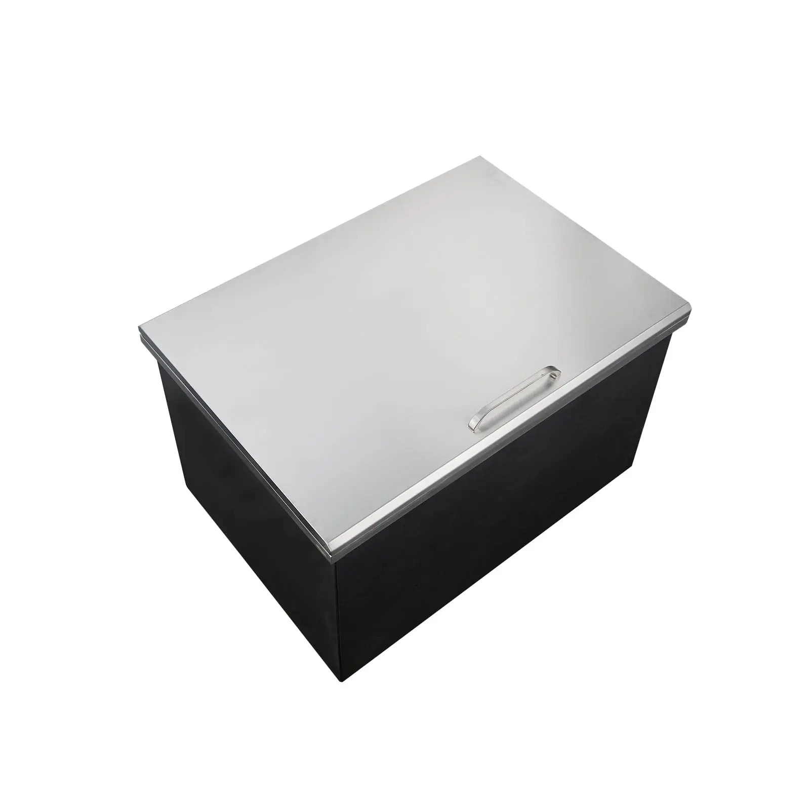 Drop-in Ice Chest with Hinged Lid & Drain, Stainless Steel Built-in Outdoor Kitchen Ice Bin, Insulated Bar Ice Storage for Patio BBQ Pool Deck Home Bar Beverage Station