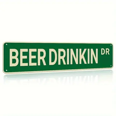 Vintage Tin Beer Street Sign - 16x4in Durable Eco-Friendly Metal Wall Hanging Plaque, Vintage Plaque Decoration, Bar Man Cave Decor, Unique Decor, Home Accessory, Room Accessories, Pre-Drilled Holes Festive Gift
