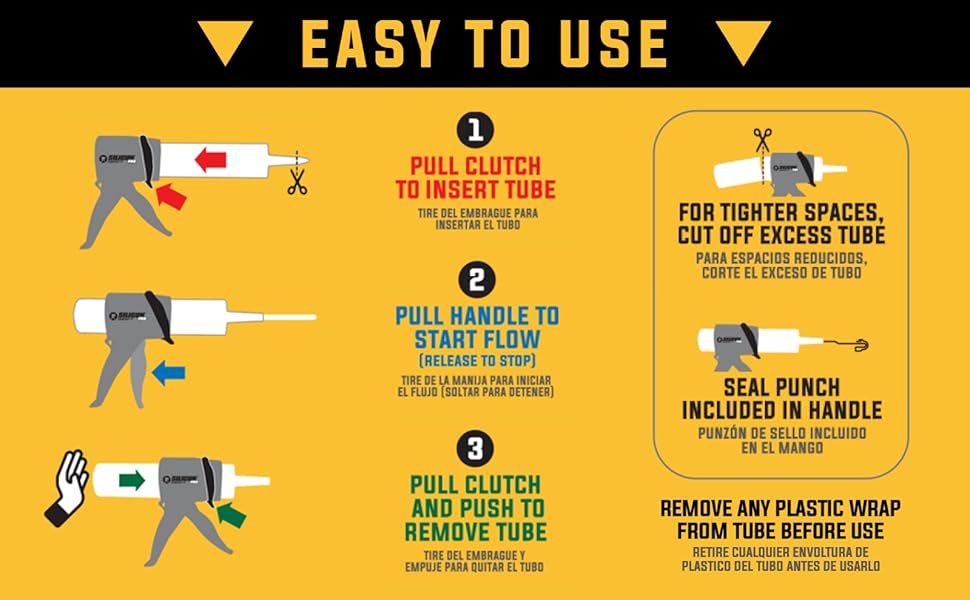 Gen-3 Compact Caulking Gun - No Drip Caulk Gun - Patented Design - Lightweight ABS Frame - Works with All 10 oz Tubes
