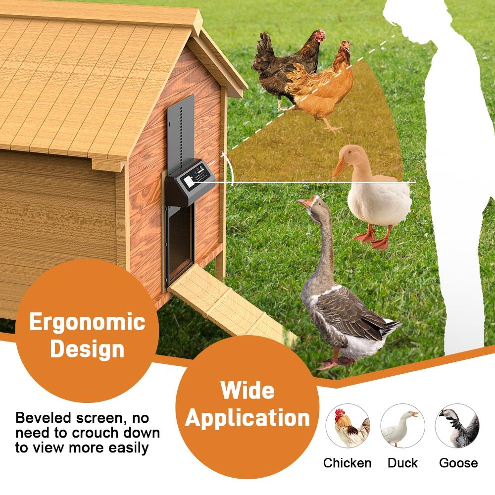 Automatic Sensing Chicken Coop Door, Anti Pinch Design, Timer & Light Control, Easy Installation, Ideal for Farming & Pet Care