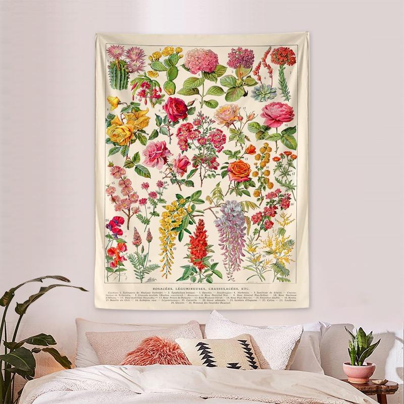1 Piece Floral Wall Tapestry, Home Decor Hanging Aesthetic Bohemian Wall Hanging Tapestry, Wall Art Decoration for Living Room Dorm Bedroom Decor, Flower Pattern Tapestry