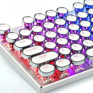 Round Mechanical Keycaps Replacement 104 Keys Ergonomic Retro Keyboard Caps for  Gaming Keypad