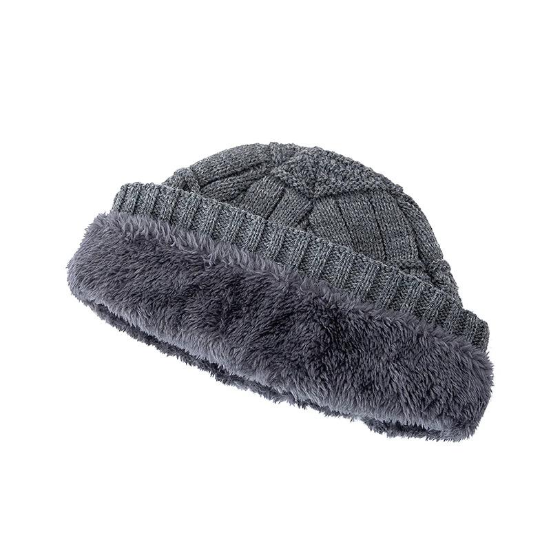 Hot Sale Unisex Warm Winter Hat Jeans Label Stylish Plush Fur Lined Soft Beanie Hat Thick Winter Hats For Women Men Knitted Hat